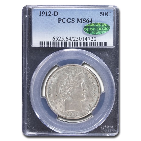 1912-D Barber Half Dollar MS-64 PCGS CAC 1912-D Barber Half Dollar MS-64 PCGS CAC