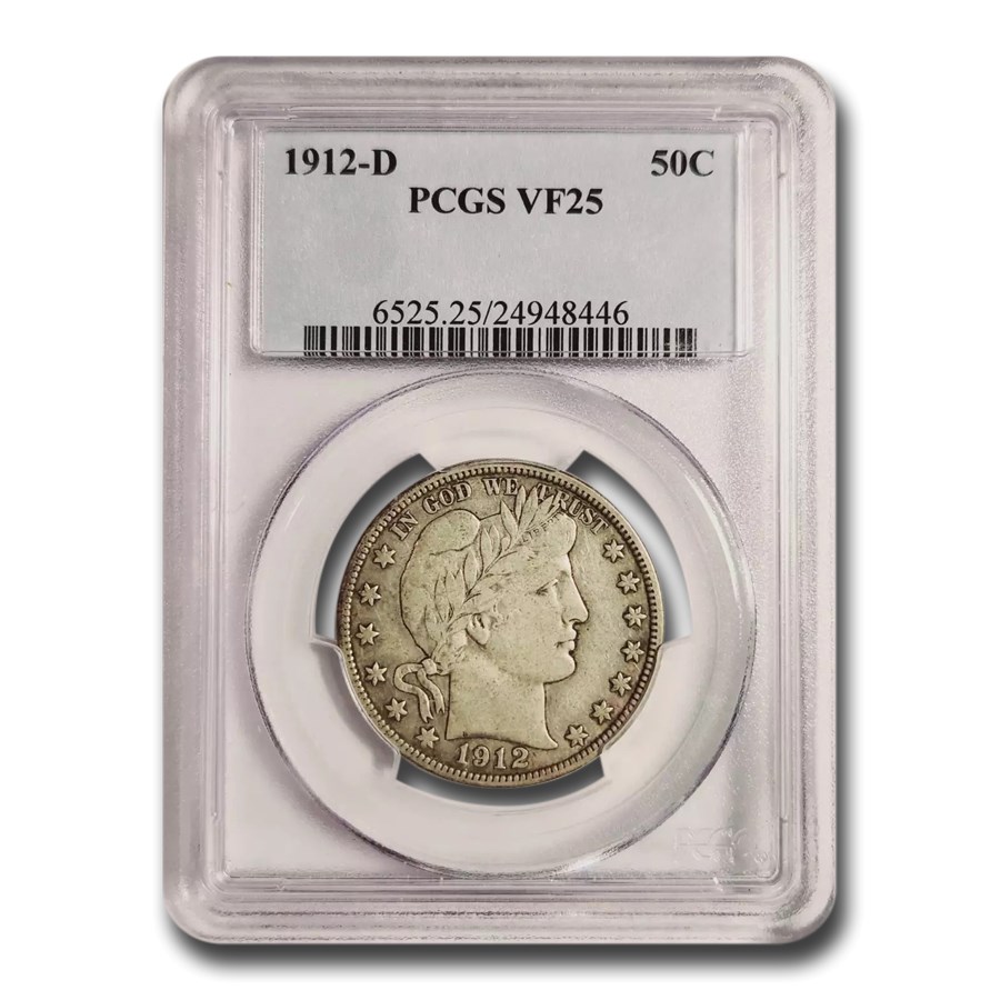 1912-D Barber Half Dollar VF-25 PCGS