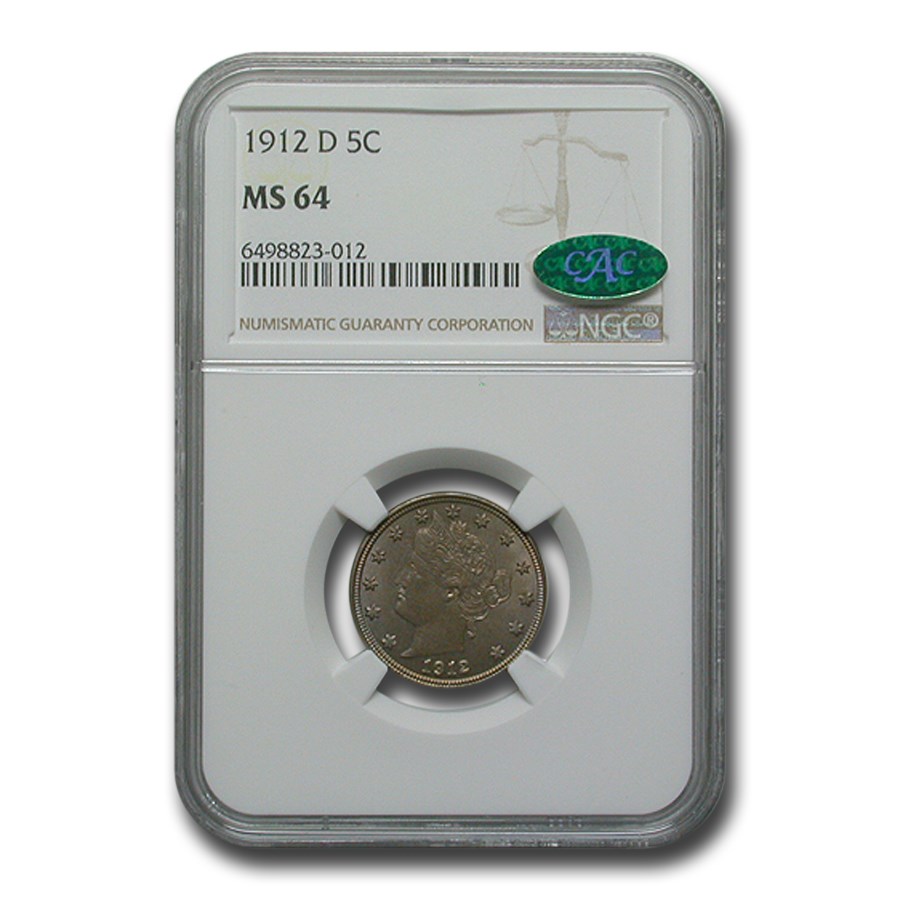 1912-D Liberty Head V Nickel MS-64 NGC CAC