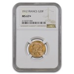 1912 France Gold 20 Francs MS-67+ NGC