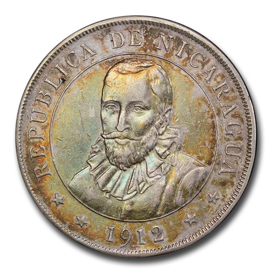 1912-H Nicaragua Silver Cordoba AU-55 PCGS 1912-H Nicaragua Silver Cordoba AU-55 PCGS