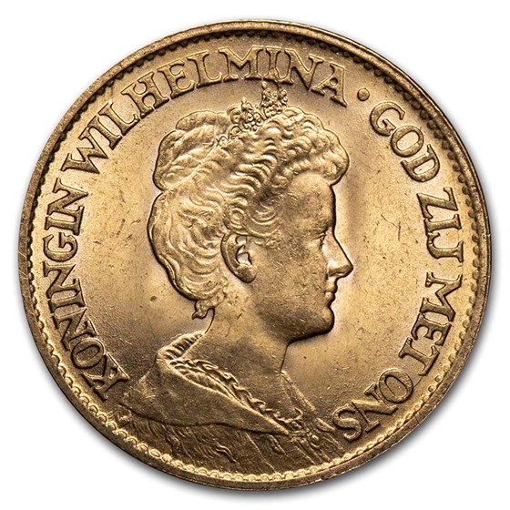 1912 Netherlands Gold 10 Gulden Wilhelmina I BU 1912 Netherlands Gold 10 Gulden Wilhelmina I BU