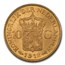 1912 Netherlands Gold 10 Gulden Wilhelmina I MS-64 PCGS