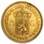 1912 Netherlands Gold 5 Gulden AU