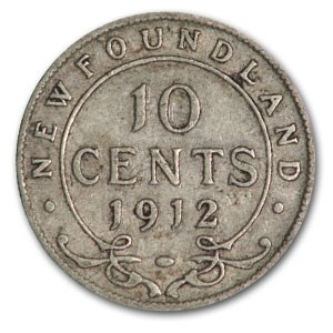 1912 Newfoundland Silver 10 Cents George V XF 1912 Newfoundland Silver 10 Cents George V XF