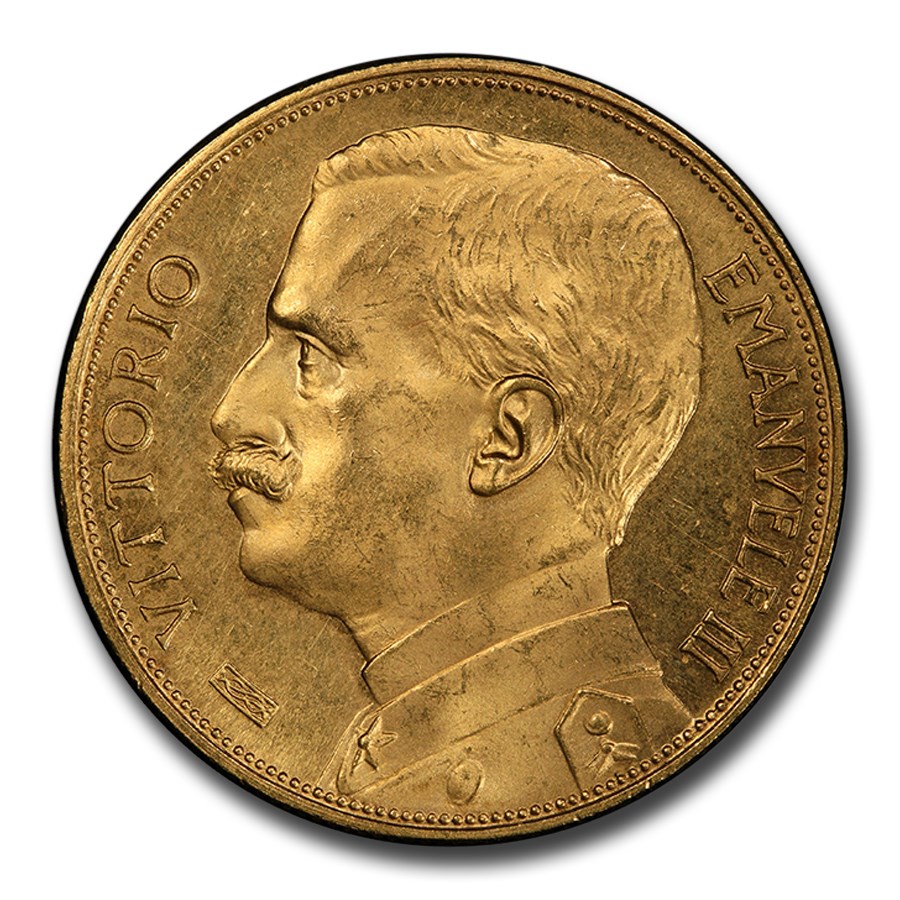 1912-R Italy Gold 50 Lire Emanuele III MS-64 PCGS