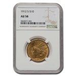 1912-S $10 Indian Gold Eagle AU-58 NGC