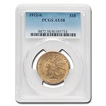 1912-S $10 Indian Gold Eagle AU-58 PCGS