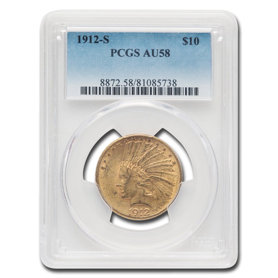 1912-S $10 Indian Gold Eagle AU-58 PCGS