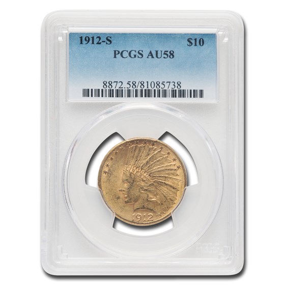 1912-S $10 Indian Gold Eagle AU-58 PCGS 1912-S $10 Indian Gold Eagle AU-58 PCGS