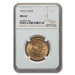 1912-S $10 Indian Gold Eagle MS-61 NGC