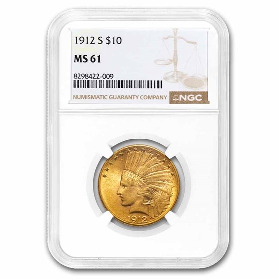 1912-S $10 Indian Gold Eagle MS-61 NGC 1912-S $10 Indian Gold Eagle MS-61 NGC