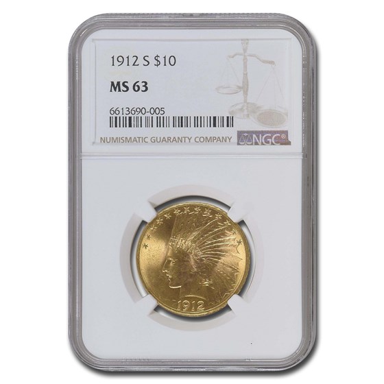 1912-S $10 Indian Gold Eagle MS-63 NGC 1912-S $10 Indian Gold Eagle MS-63 NGC