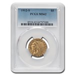1912-S $5 Indian Gold Half Eagle MS-62 PCGS