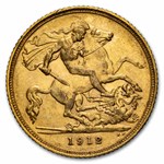 1912-S Australia Gold 1/2 Sovereign AU