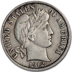 1912-S Barber Dime VF 1912-S Barber Dime VF