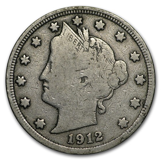 1912-S Liberty Head V Nickel Fine 1912-S Liberty Head V Nickel Fine