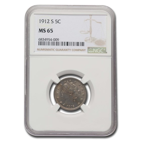 1912-S Liberty Head V Nickel MS-65 NGC 1912-S Liberty Head V Nickel MS-65 NGC