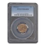 1912-S Lincoln Cent MS-64 PCGS (Red/Brown)