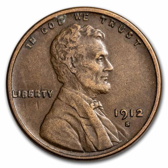 1912-S Lincoln Cent XF Details (Cleaned) 1912-S Lincoln Cent XF Details (Cleaned)