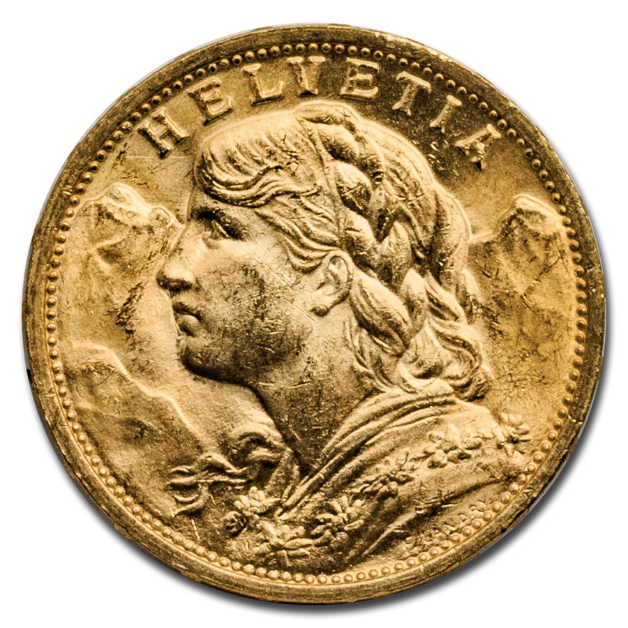 1912 Swiss Gold 20 Francs Helvetia BU