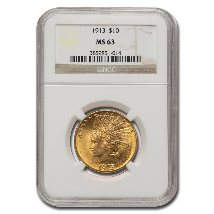 1913 $10 Indian Gold Eagle MS-63 NGC