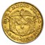 1913-1928 Colombia Gold 2 1/2 Pesos (Random) Avg Circ