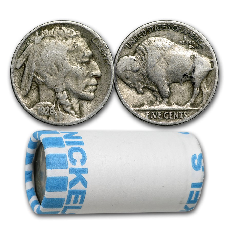 1913-1938 Buffalo Nickels 20-Coin Roll (Full Dates)