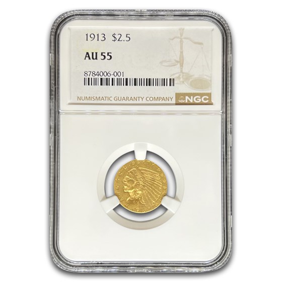 1913 $2.50 Indian Gold Quarter Eagle AU-55 NGC