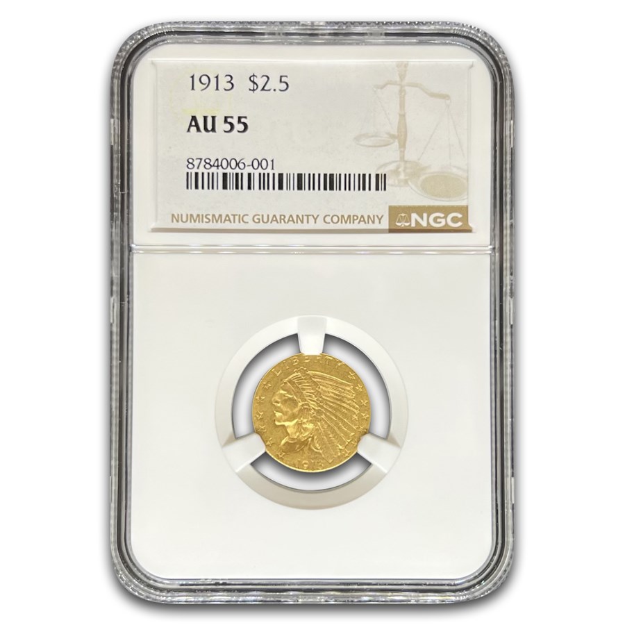 1913 $2.50 Indian Gold Quarter Eagle AU-55 NGC