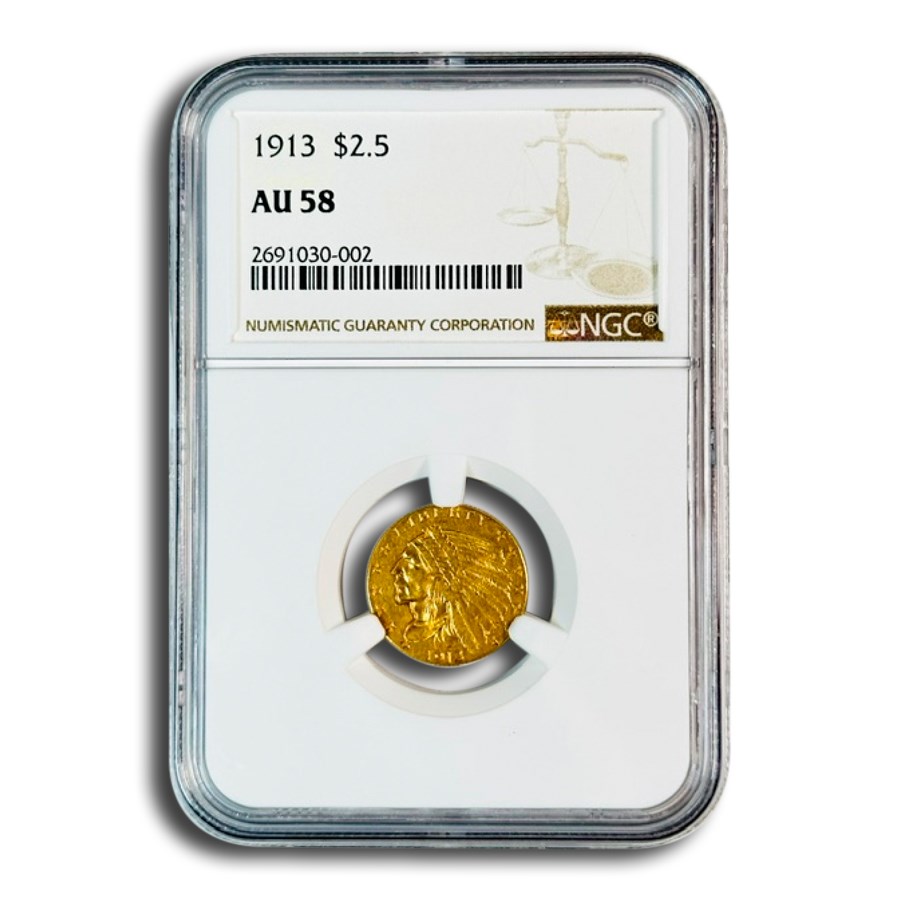 1913 $2.50 Indian Gold Quarter Eagle AU-58 NGC