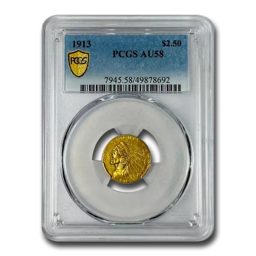 1913 $2.50 Indian Gold Quarter Eagle AU-58 PCGS