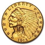 1913 $2.50 Indian Gold Quarter Eagle AU