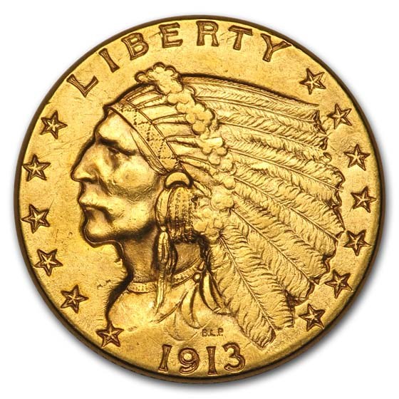 1913 $2.50 Indian Gold Quarter Eagle AU