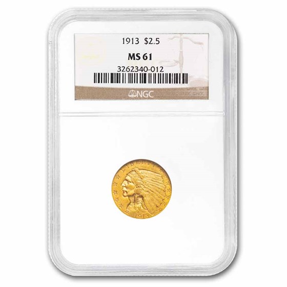 1913 $2.50 Indian Gold Quarter Eagle MS-61 NGC 1913 $2.50 Indian Gold Quarter Eagle MS-61 NGC