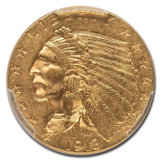 1913 $2.50 Indian Gold Quarter Eagle MS-61 PCGS 1913 $2.50 Indian Gold Quarter Eagle MS-61 PCGS