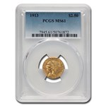 1913 $2.50 Indian Gold Quarter Eagle MS-61 PCGS
