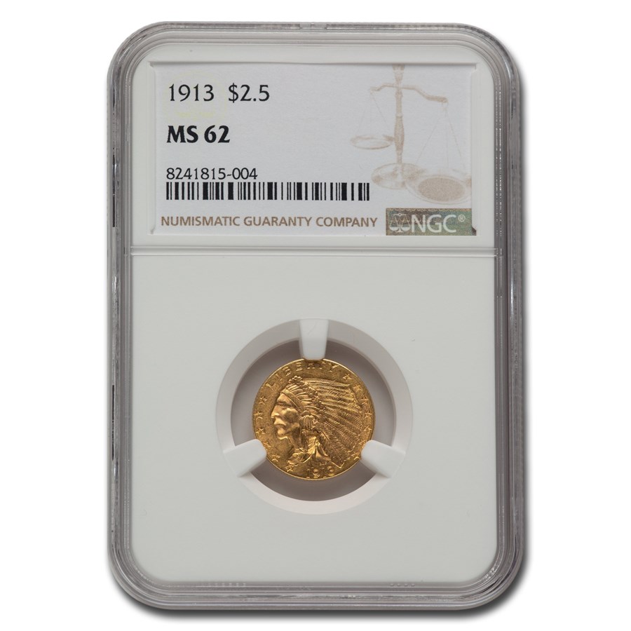 1913 $2.50 Indian Gold Quarter Eagle MS-62 NGC
