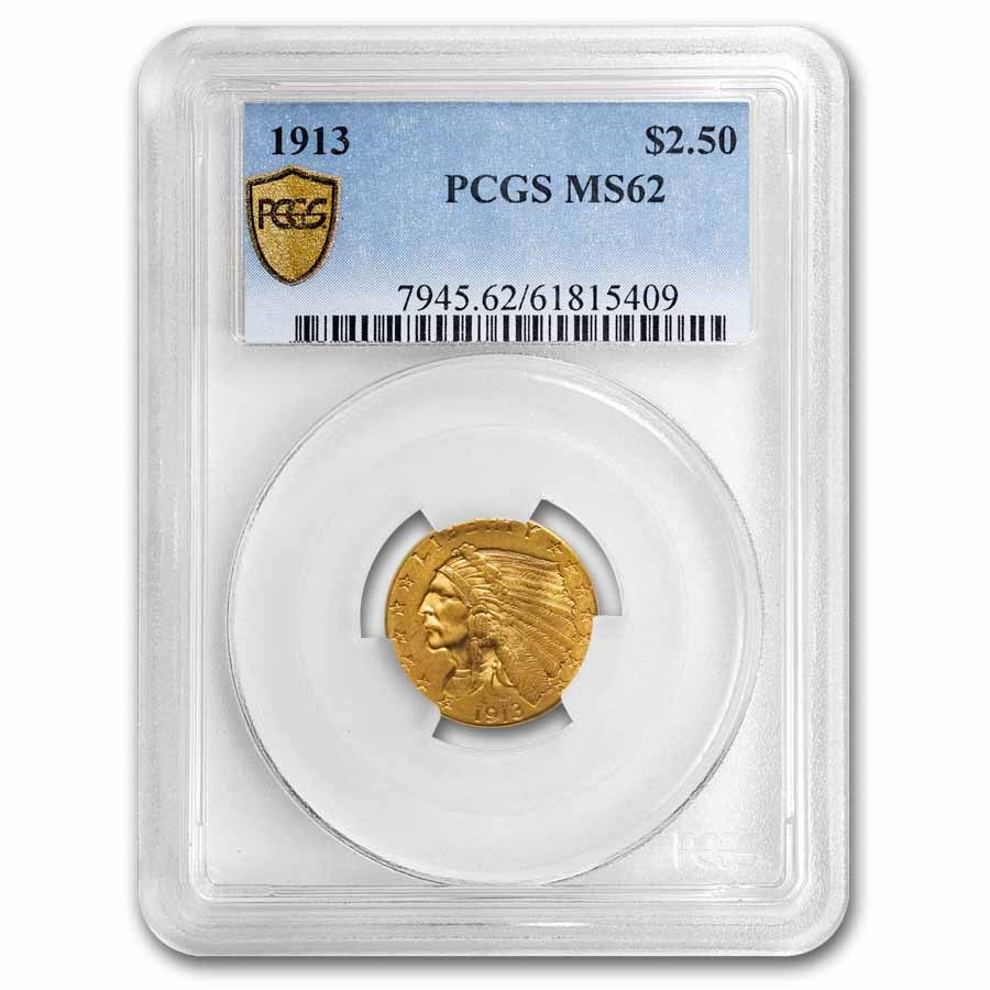 1913 $2.50 Indian Gold Quarter Eagle MS-62 PCGS