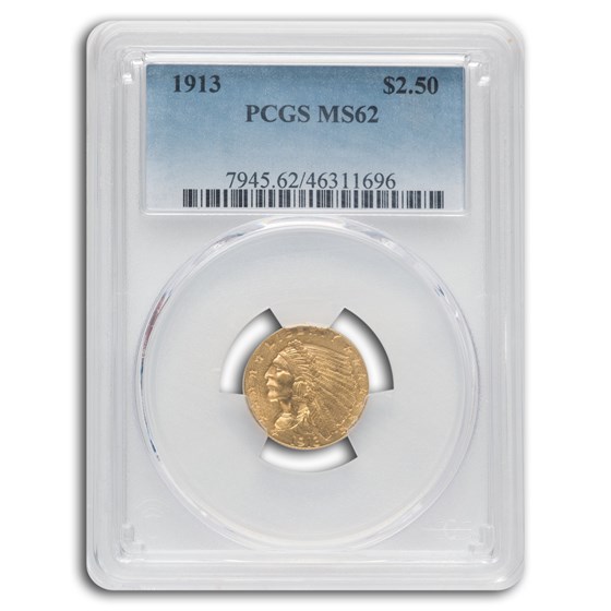 1913 $2.50 Indian Gold Quarter Eagle MS-62 PCGS 1913 $2.50 Indian Gold Quarter Eagle MS-62 PCGS