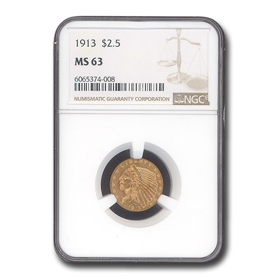 1913 $2.50 Indian Gold Quarter Eagle MS-63 NGC 1913 $2.50 Indian Gold Quarter Eagle MS-63 NGC