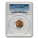 1913 $2.50 Indian Gold Quarter Eagle MS-63 PCGS