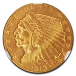 1913 $2.50 Indian Gold Quarter Eagle MS-64 NGC