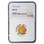 1913 $2.50 Indian Gold Quarter Eagle MS-64 NGC