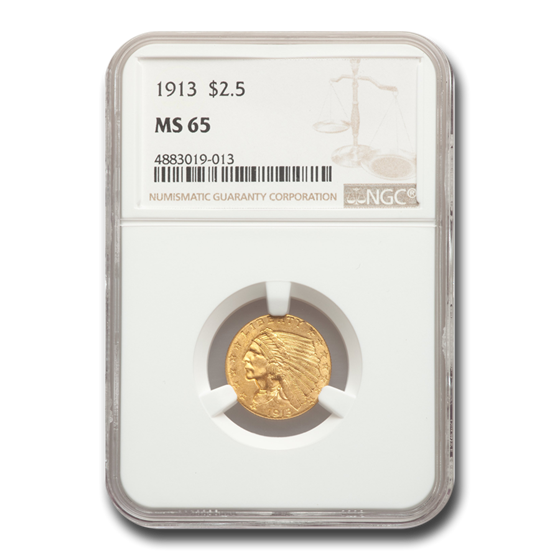 1913 $2.50 Indian Gold Quarter Eagle MS-65 NGC 1913 $2.50 Indian Gold Quarter Eagle MS-65 NGC