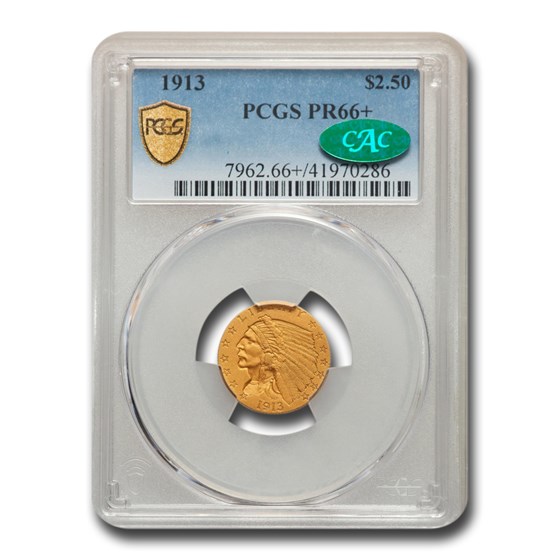 1913 $2.50 Indian Gold Quarter Eagle PR-66+ PCGS CAC 1913 $2.50 Indian Gold Quarter Eagle PR-66+ PCGS CAC