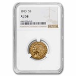 1913 $5 Indian Gold Half Eagle AU-58 NGC