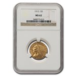1913 $5 Indian Gold Half Eagle MS-62 NGC