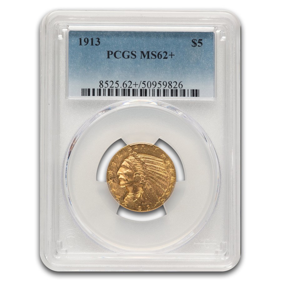1913 $5 Indian Gold Half Eagle MS-62+ PCGS
