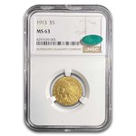 1913 $5 Indian Gold Half Eagle MS-63 NGC CAC